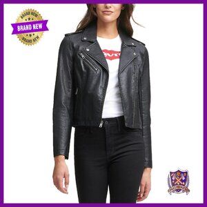 Faux Leather Moto Jacket - Classic Motorcycle Style - Regular & Plus Sizes